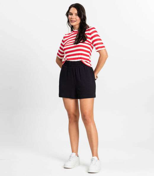 Blusa Cropped em Ribana de Viscose Rovitex Vermelho