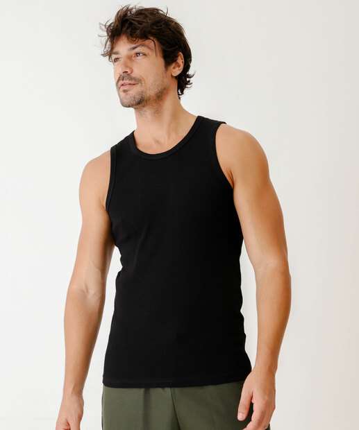 Image_Regata Masculina Básica Canelada Marisa Preto