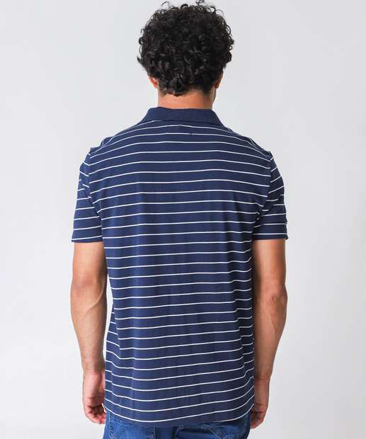 Polo Masculina Listrada Manga Curta MR