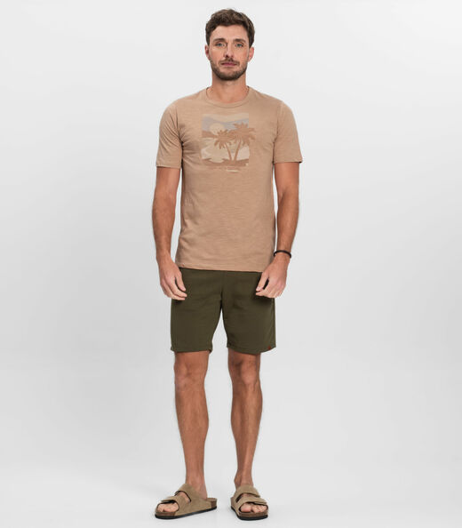 Camiseta Masculina Malha Maquinetada Diametro Marrom