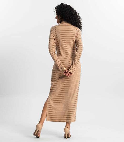 Vestido Midi Feminino Rovitex Marrom