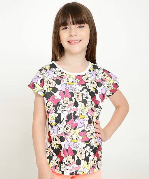 Camiseta Infantil Manga Curta Minnie Disney Tam 4 a 10 