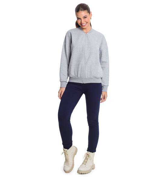 Jaqueta Feminina Básica de Moletom Rovitex Cinza