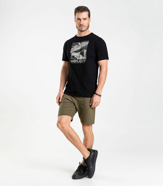 Camiseta Meia Malha Masculina Diametro Preto