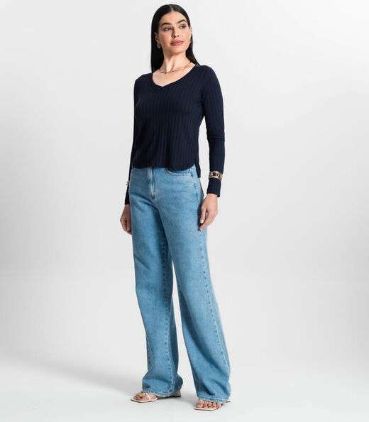 Blusa Manga Longa Infinita Cor Azul