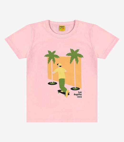Camiseta Infantil Manga Curta Rovi Kids Rosa