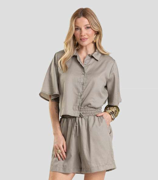 Image_Shorts Feminino em Tecido Plano Dianna Cinza