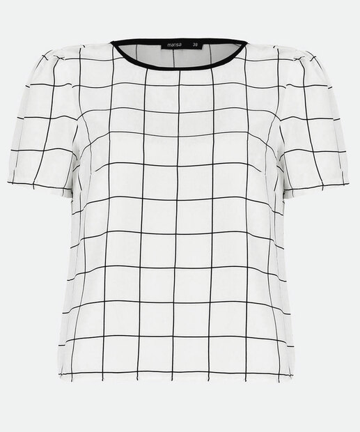 Blusa Feminina Quadriculada Manga Curta Marisa