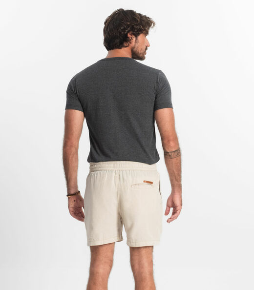 Bermuda Masculina Sarja Elástico E Bolsos Shift Bege