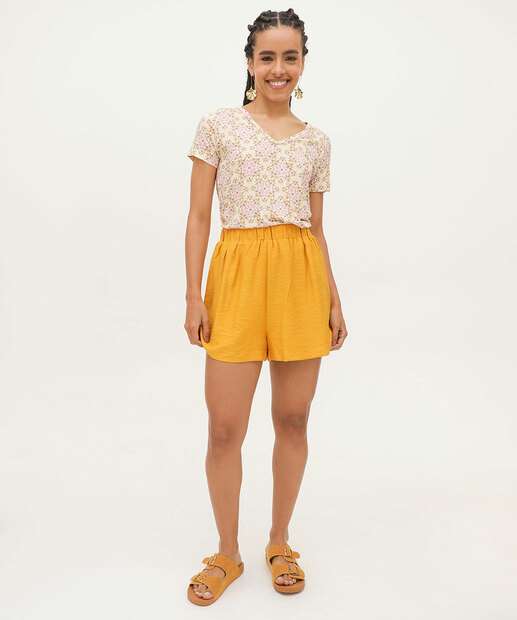 Short Cintura Alta Feminino Textura Marisa