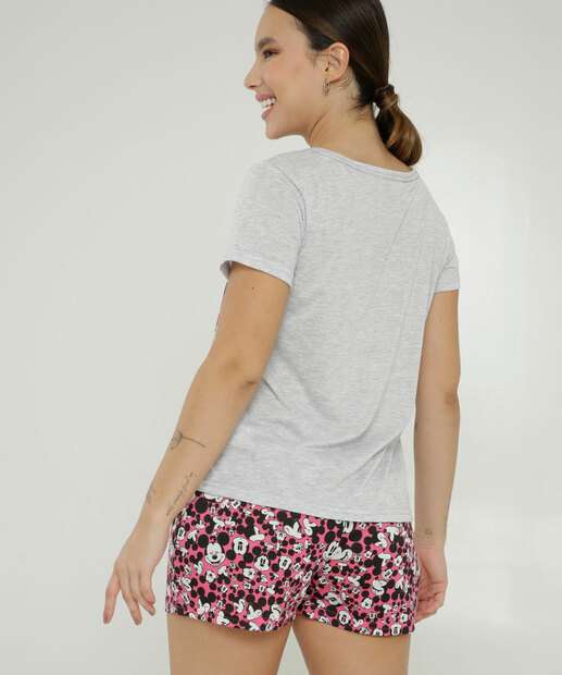 Pijama Feminino Estampa Mickey Manga Curta Disney