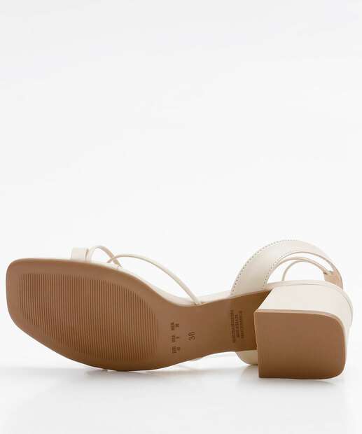 Sandália Salto Grosso Feminina Tiras Amarração Bebecê