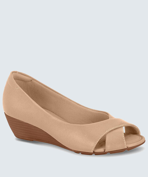 Peep Toe Feminino Salto Anabela Tiras Modare 