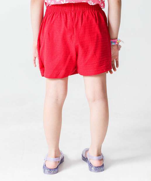 Short Saia Infantil Textura Marisa Tam 4 a 10 Vermelho