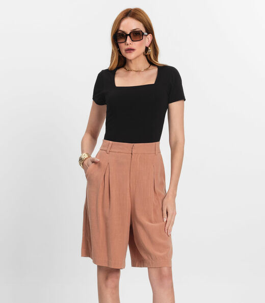 Image_Bemuda Feminina Em Linho Com Bolsos Endless Marrom