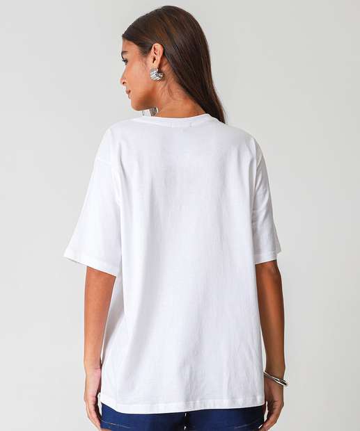Camiseta Feminina Oversized Cachorros Marisa Off White