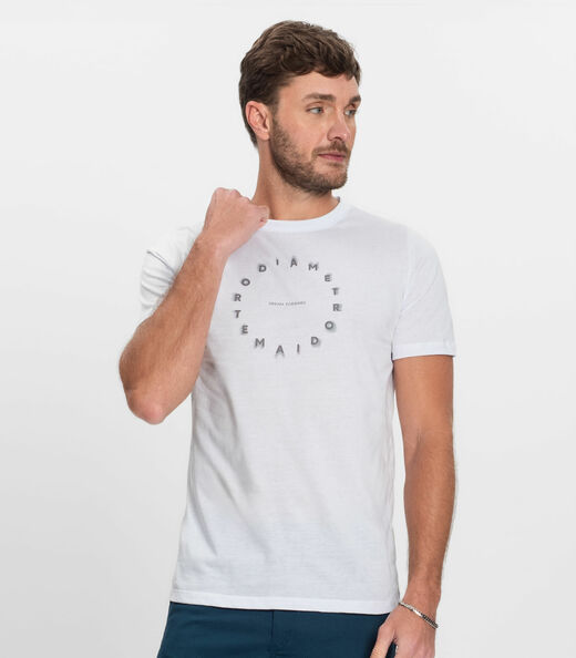 Camiseta Masculina Manga Curta Meia Malha Diametro Branco