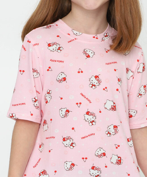 Camisola Infantil Hello Kitty Tam 4 a 12 Rosa