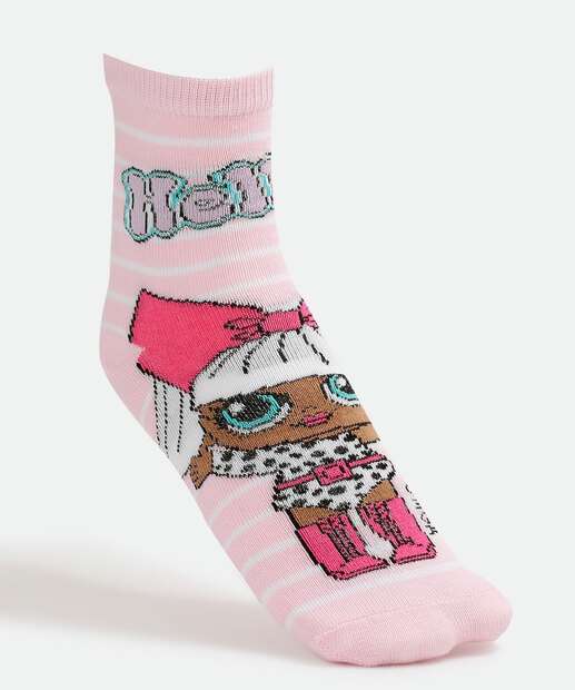 Kit 3 Pares Meias Infantil Estampa Boneca Lol