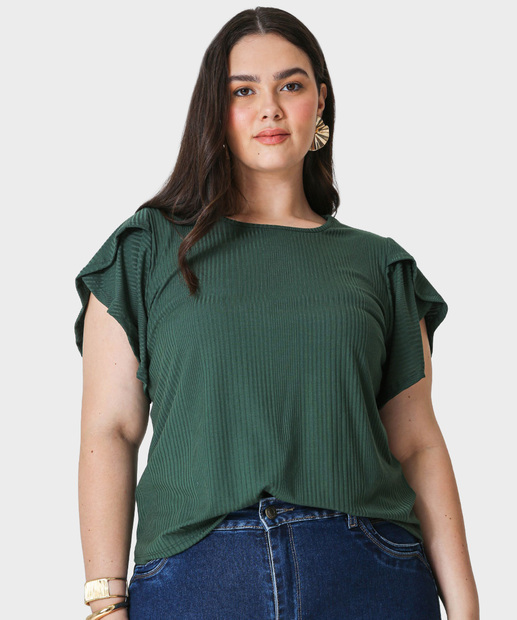 Image_Blusa Plus Size Feminina Canelada Marisa Verde