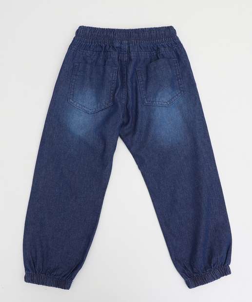 Calça Infantil Jogger Jeans Tam 1 a 3 Azul