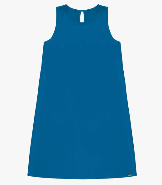 Vestido Feminino Curto Tecido Twill Rovitex Azul