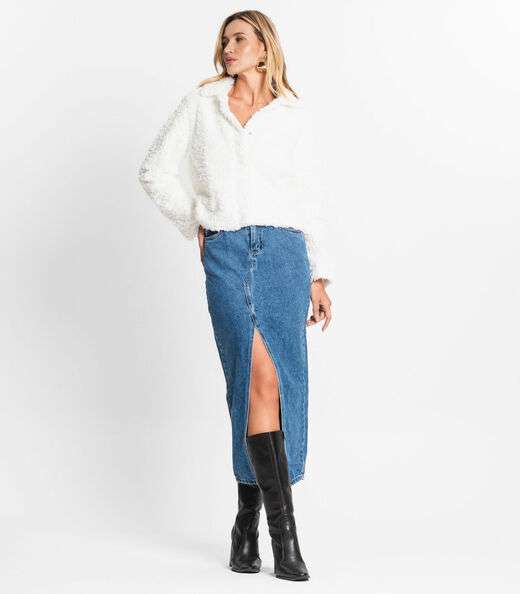 Casaco Teddy Alpaca Feminino Endless Off White