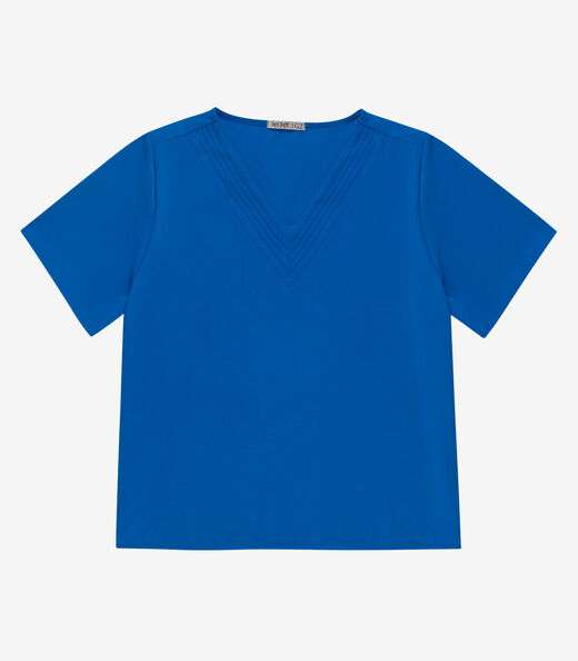 Blusa Manga Curta Plus Size Secret Glam Azul