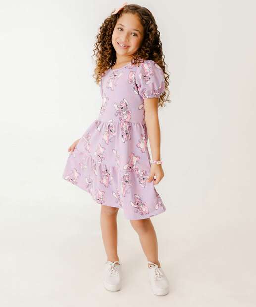 Vestido Infantil Estampa Angel Disney Tam 4 a 10