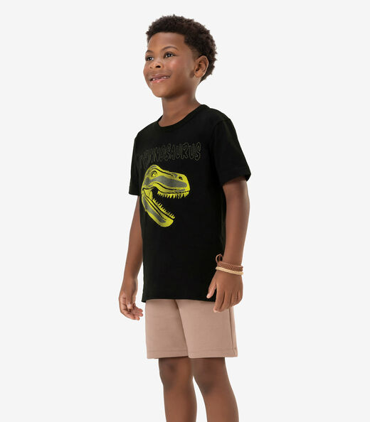 Conjunto Infantil Camiseta Com Bermuda Rovi Kids Preto