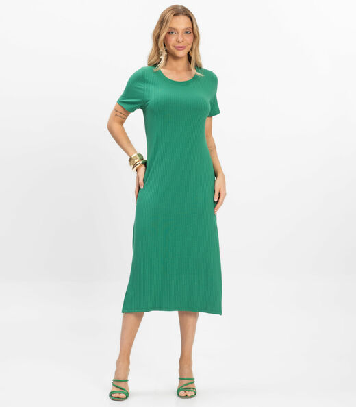 Image_Vestido Midi Ribana Canelada Básico Rovitex Verde