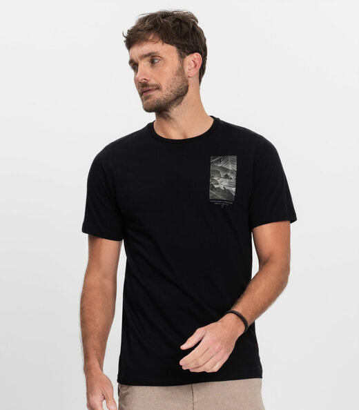 Camiseta Plus Size Masculina Meia Malha Diametro Preto