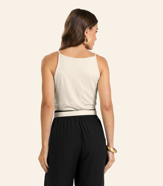 Blusa de Alça Visco Maquinetada Feminina Endless Bege