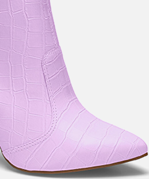 Bota Feminina Cano Curto Salto Fino Textura Croco Dakota