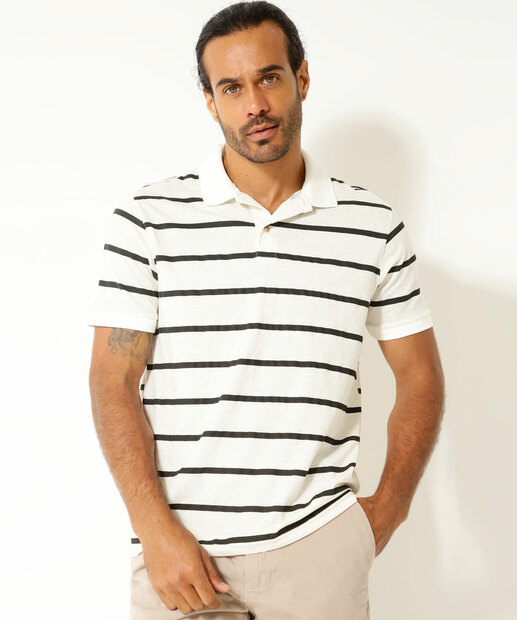 Polo Masculina Listrada Manga Curta MR