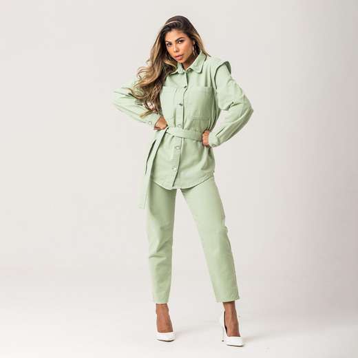 Jaqueta Parka Verde Sarja Feminina Zune