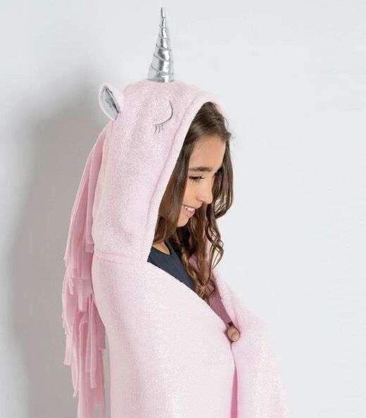 Manta Infantil Com Touca Lar E Lazer Rosa