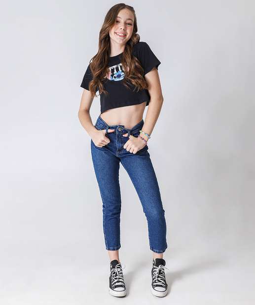 Image_Calça Jeans Cigarrete Juvenil Strass Tam 10 a 16 Azul