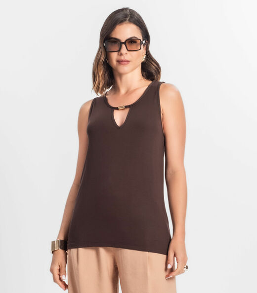 Blusa Feminina Lisa Infinita Cor Marrom