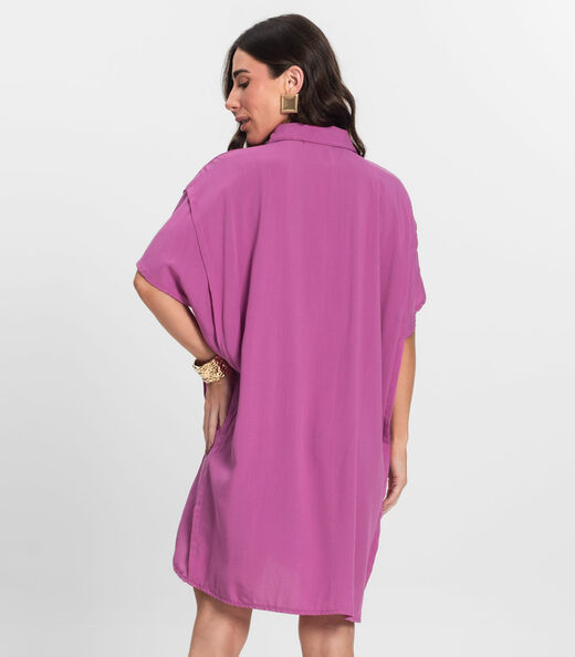 Vestido Chemise Feminino Com Gola Endless Rosa