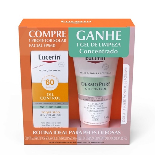 Image_Kit Eucerin Protetor Solar Oil Control FPS 60 50g e Gel De Limpeza Dermopure Oil