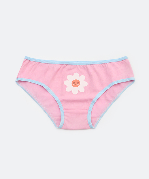 Kit 3 Calcinhas Infantil Flores Marisa Tam 2 a 12 Rosa