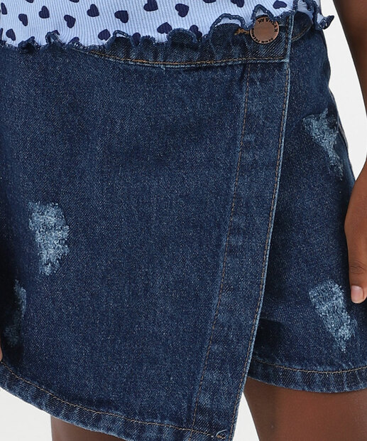 Shorts Saia Jeans Infantil Marisa Tam 4 a 10