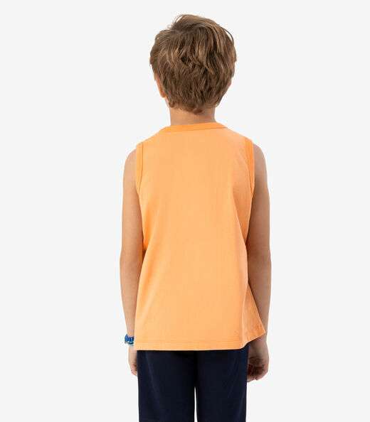 Camiseta Meia Malha Infantil Masculina RoviKids Laranja