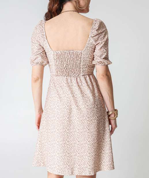 Vestido Feminino Curto Manga Curta Marisa Bege