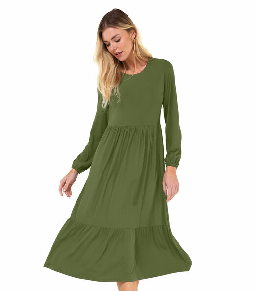 Vestido Midi Manga Longa Endless Verde