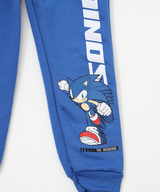 Calça Infantil Jogger Moletom Sonic Tam 4 a 10 Azul