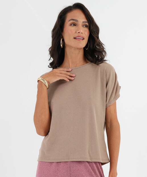 Image_Blusa Feminina Canelada Drapeada Marisa Bege