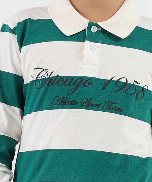 Polo Juvenil Manga Longa Listrada Marisa Tam 10 a 16 Verde