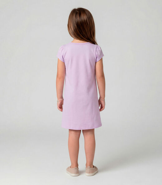 Vestido Infantil Manga Curta Estampado Select Roxo